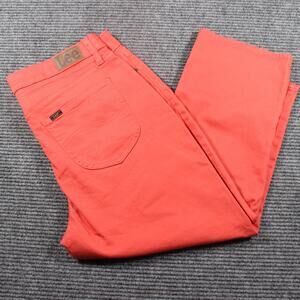 Lee Capri Pants Womens 16M Coral Cropped Straight Stretch NWT